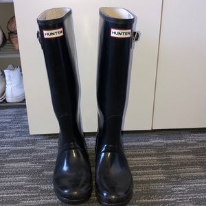 Black Tall Hunter Boots Size 8